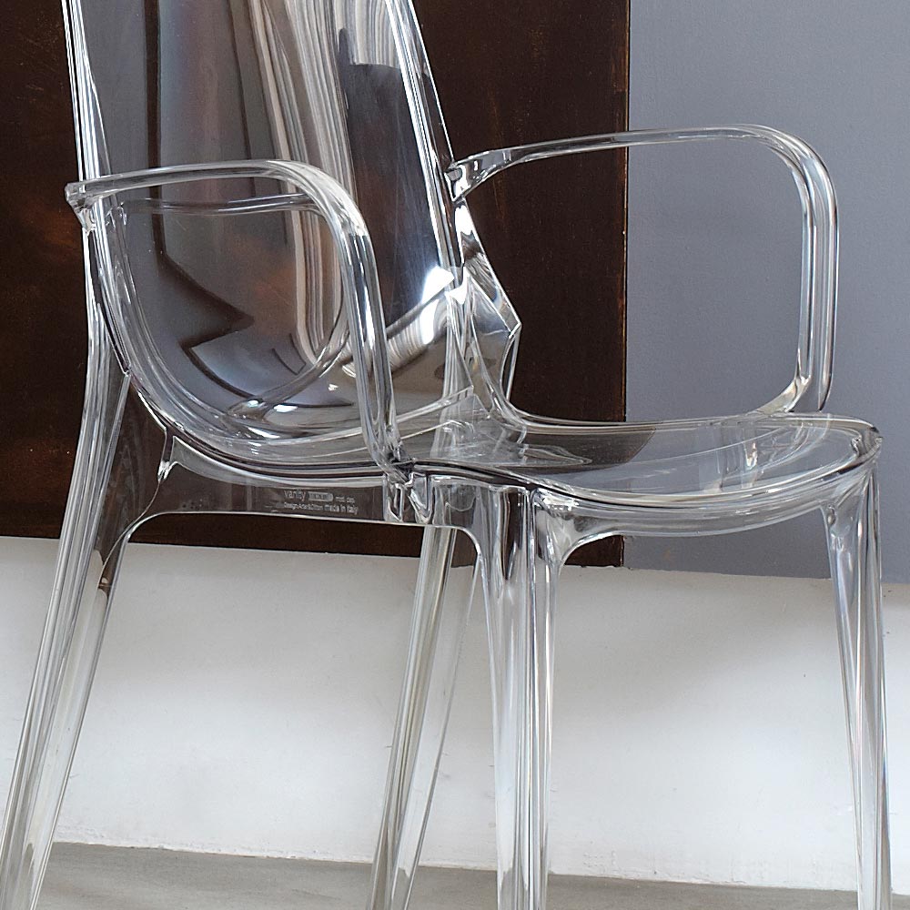 lade som om Horn Pick up blade Spisebordsstol i transparent eller røget polycarbonat