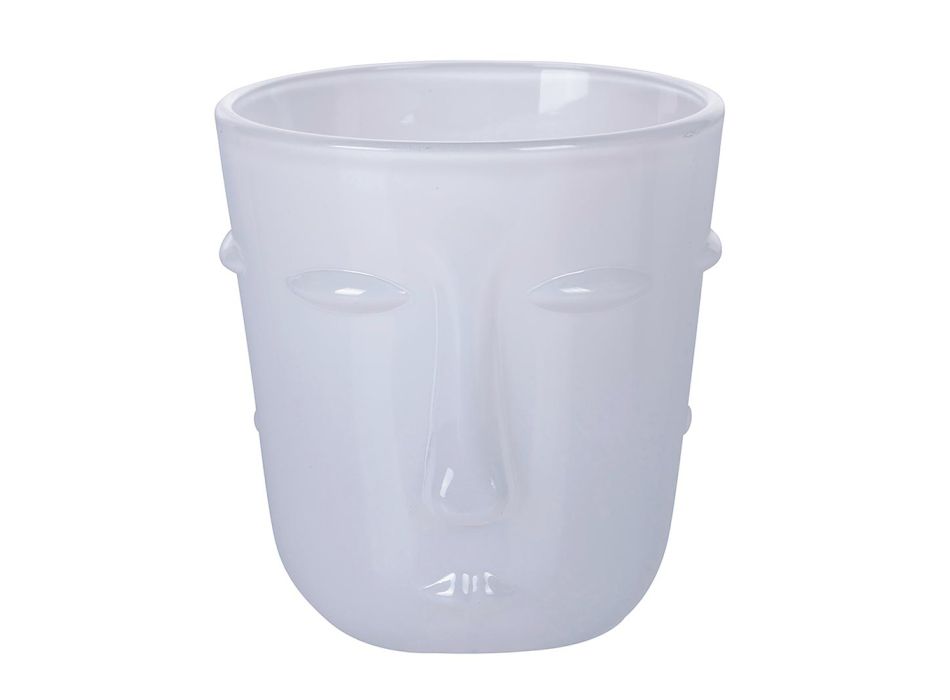 12 vandglas 300 ml i glas med hvid ansigtsdekoration - Ansigtsbehandling Viadurini