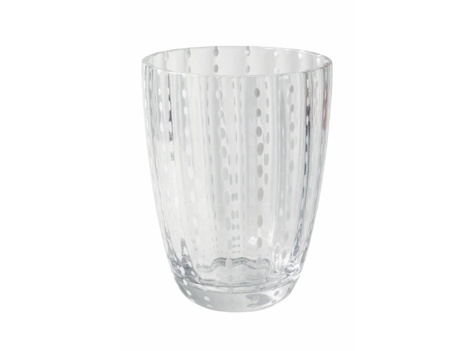 12 vandglas 300 ml i glas med prikker og bølget overflade - tyl Viadurini