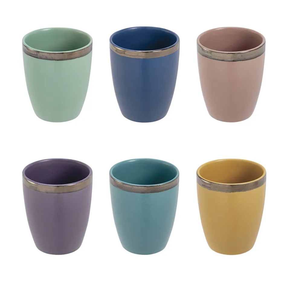 12 stentøjsvandglas 320 ml med gylden kontur - Bibol Viadurini