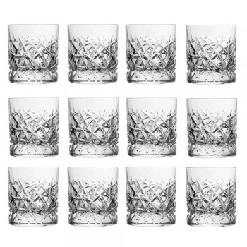 12 Dof Vintage briller til design af vand eller whisky i krystal - Titanium