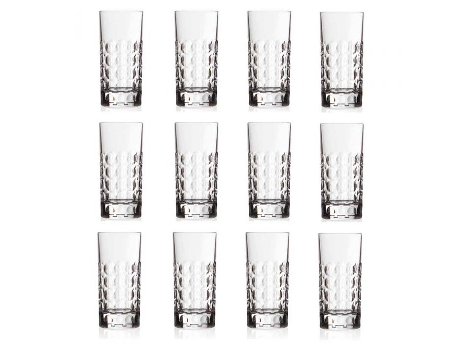 12 Highball-briller til sodavand eller lange drikke i øko-krystal - Titanioball Viadurini
