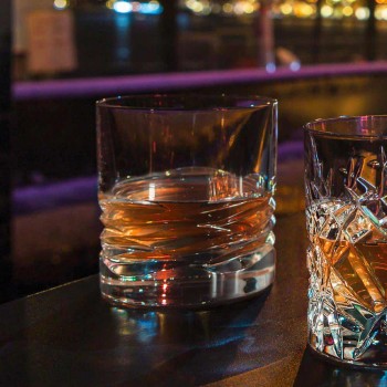 12 Crystal Glasses Wave Decor til Whisky eller Dof Tumbler Water - Titanium