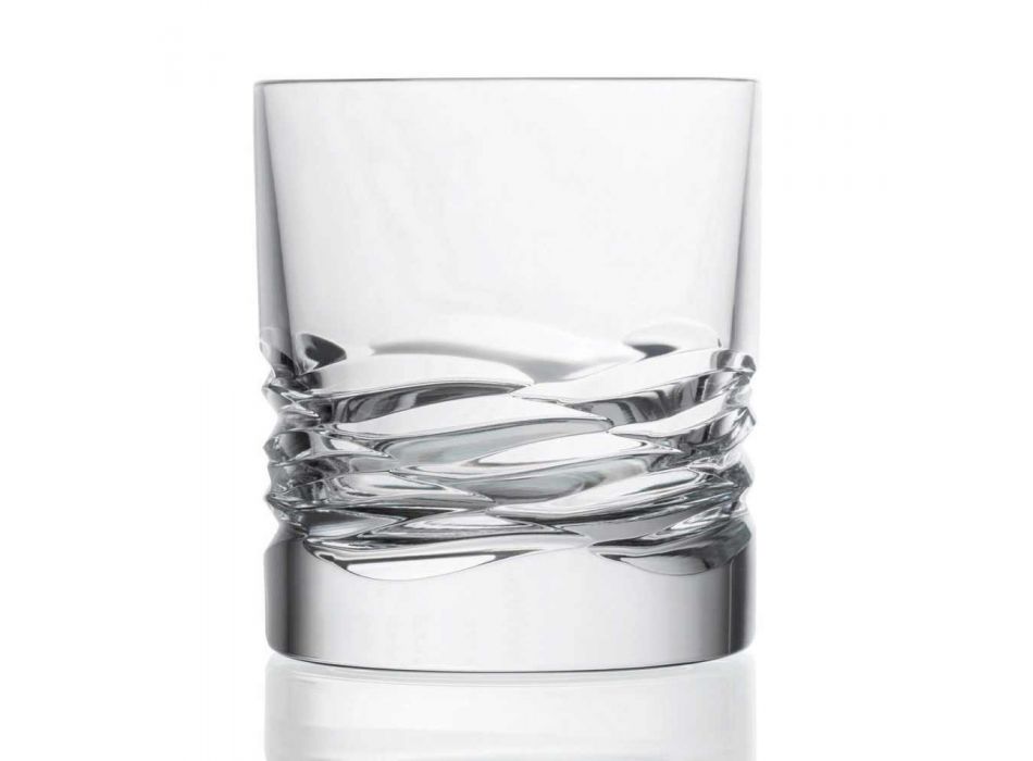 12 Crystal Glasses Wave Decor til Whisky eller Dof Tumbler Water - Titanium Viadurini