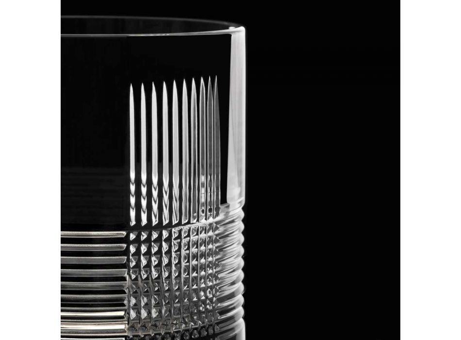 12 briller til vand eller whisky Vintage Design i dekoreret krystal - taktil Viadurini