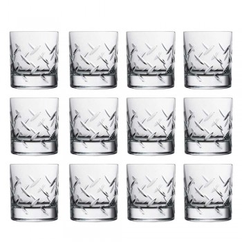 12 briller til whisky eller vand i øko-krystal med moderne dekorationer - arytmi