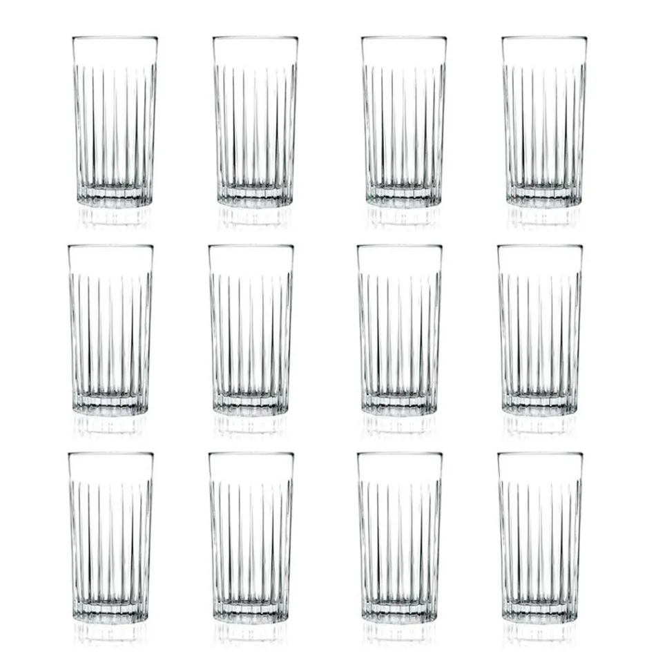 12 Tumbler Tall Highball-briller i dekoreret øko-krystal - Senzatempo Viadurini
