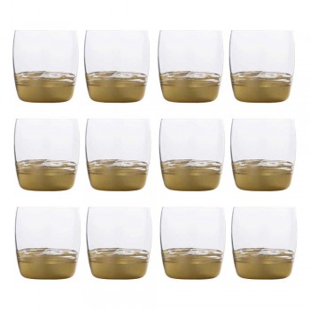 12 Low Tumbler-briller til vand med guld-, platin- eller bronzeblad - Soffio