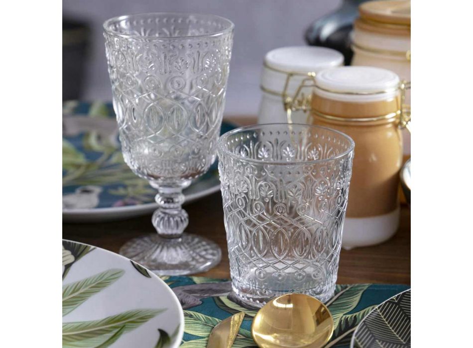 12 glas til vand i dekoreret gennemsigtigt glas - marokobisk Viadurini