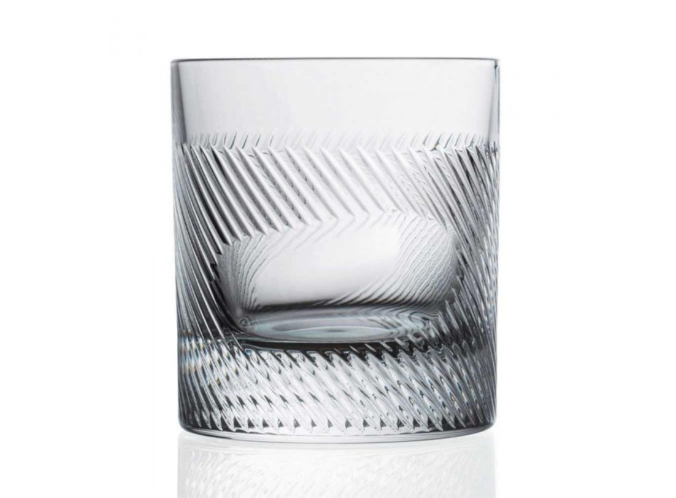 12 whisky- eller vandbriller i øko-krystal-dekoreret vintage-design - taktil Viadurini