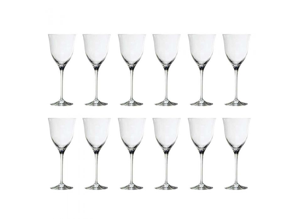 12 hvide vinglas i økologisk krystal minimal luksusdesign - glat