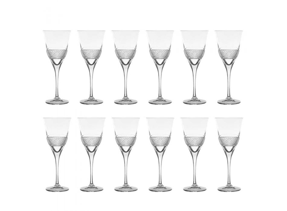 12 røde vinglas i øko-krystal elegant dekoreret design - Milito Viadurini