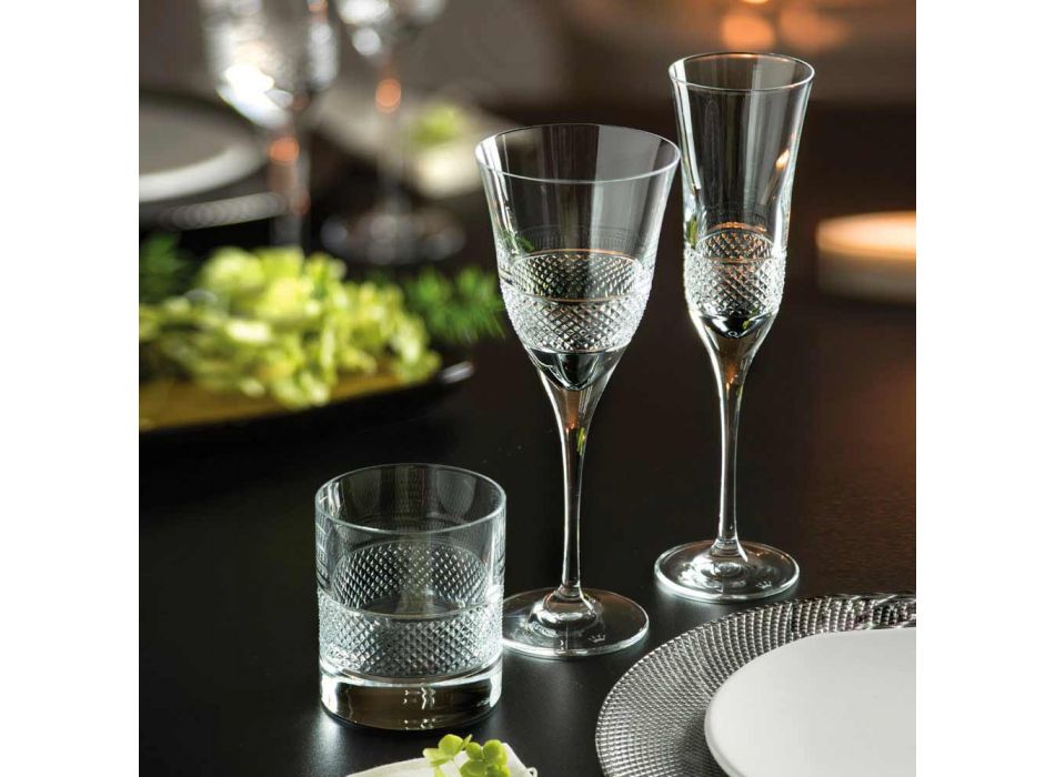 12 røde vinglas i øko-krystal elegant dekoreret design - Milito