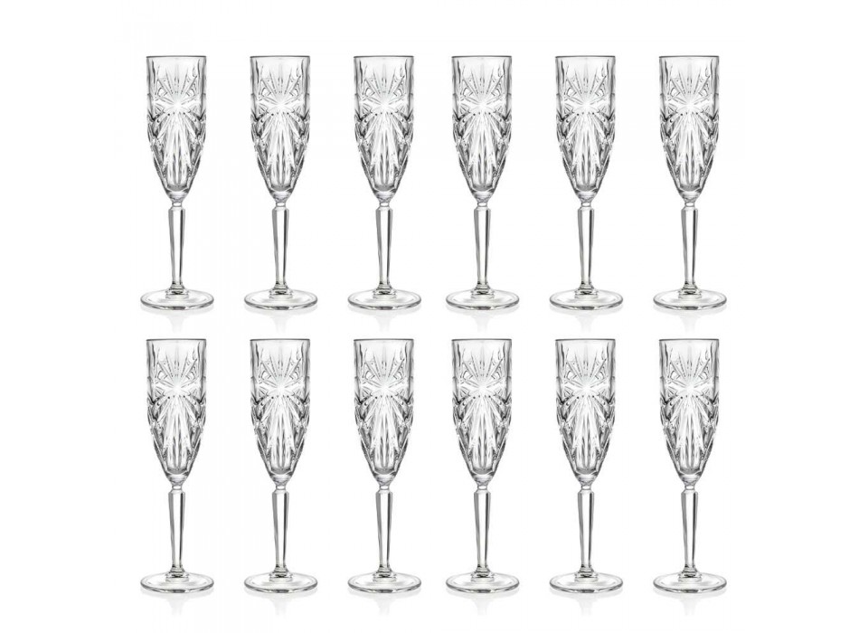 12 fløjte glas til Champagne eller Prosecco i Eco - Daniele Crystal Viadurini