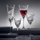 12 Champagne fløjtebriller i innovativt dekoreret økologisk krystal - cyklon Viadurini