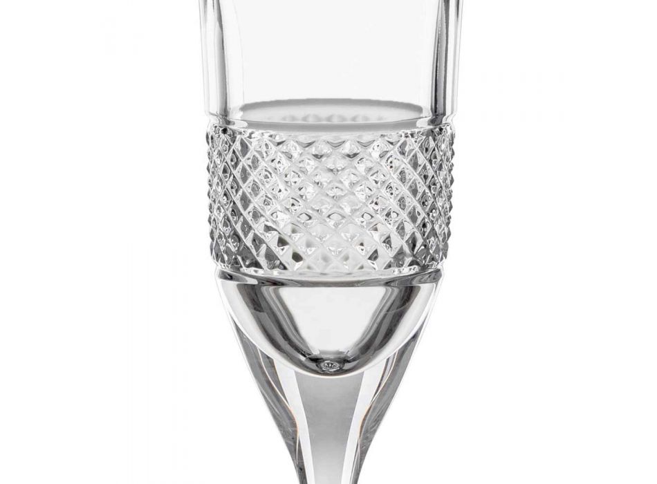 12 fløjtebriller til champagne i økologisk krystal med manuel dekoration - Milito