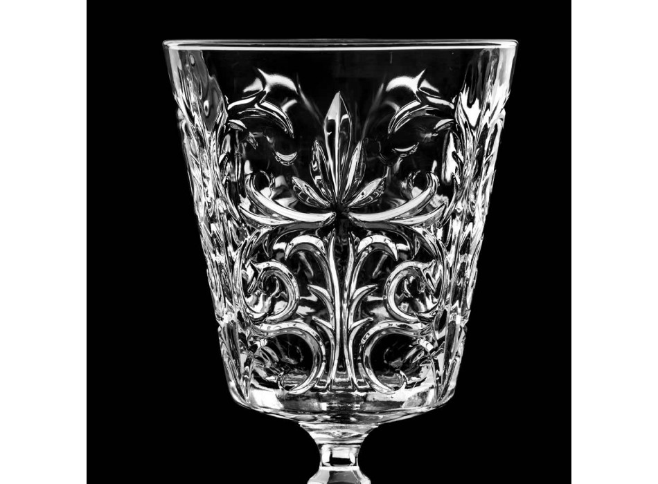 12 briller til vand, drikkevarer eller cocktaildesign i dekoreret øko-krystal - Destino Viadurini