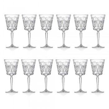 12 briller til vand, drikkevarer eller cocktaildesign i dekoreret øko-krystal - Destino