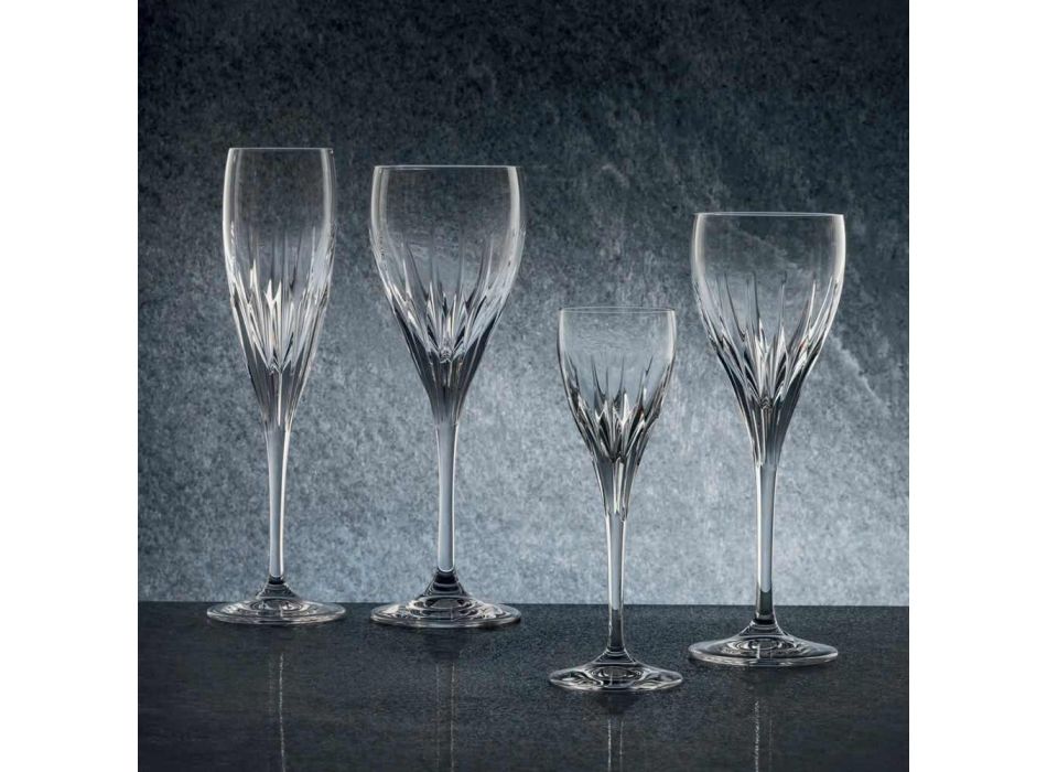 12 hånddekorerede hvide vinglas i økologisk luksuskrystal - Voglia