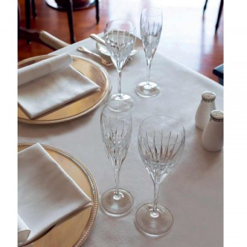 12 hånddekorerede hvide vinglas i økologisk luksuskrystal - Voglia