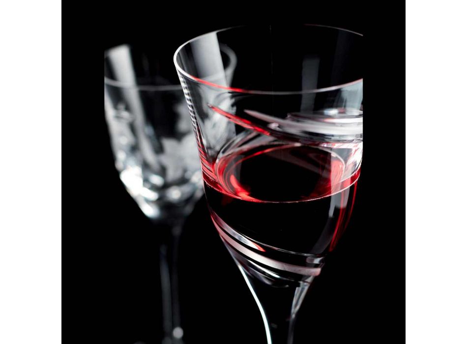 12 briller til hvidvin i dekoreret og satin økologisk krystal - cyklon