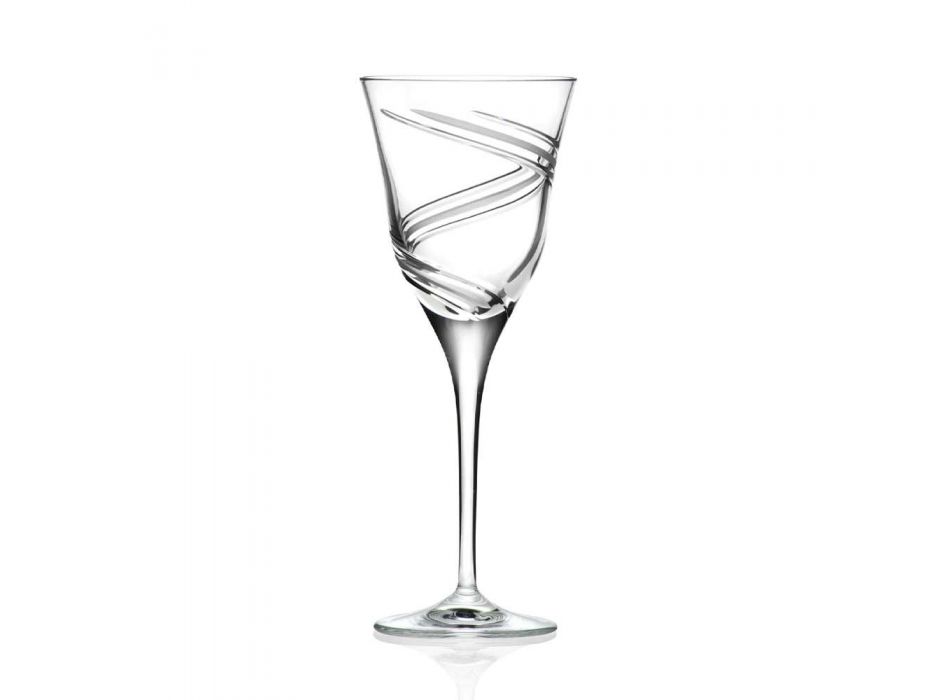12 briller til hvidvin i dekoreret og satin økologisk krystal - cyklon