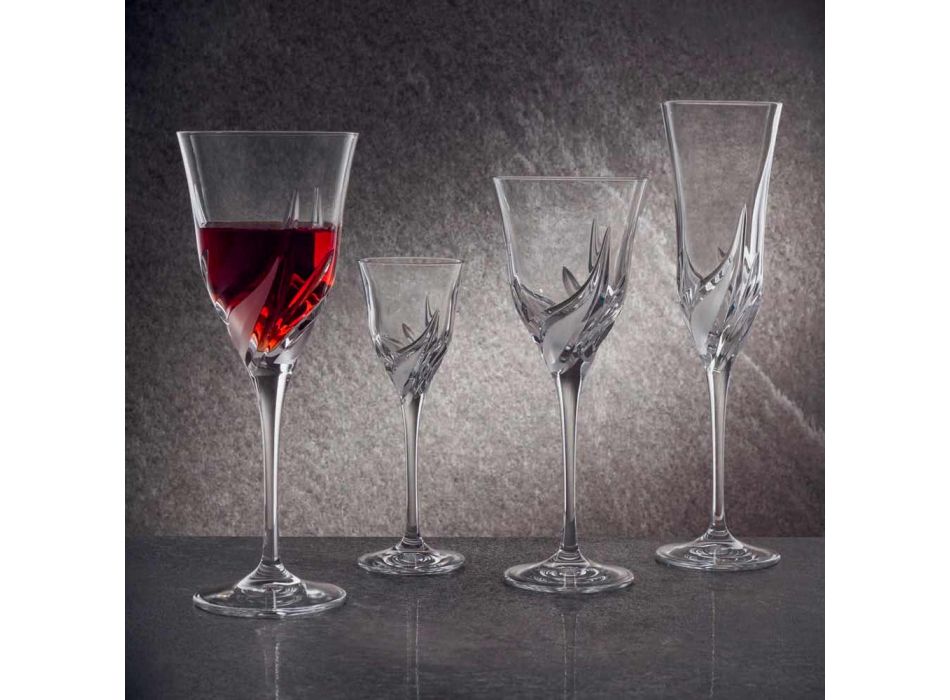 12 luksusdesign hvide vinglas i hånddekoreret øko-krystal - advent