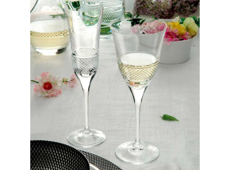 12 hvide vinglas i økologisk krystaldesign - Milito Viadurini