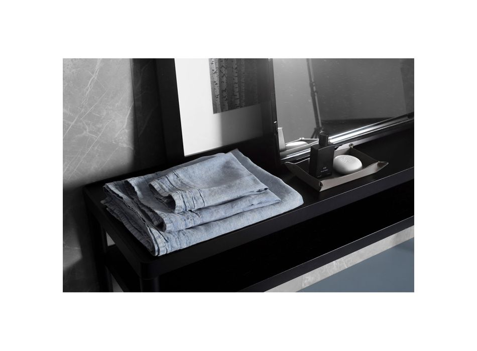 2 gæstehåndklæder i kraftigt linned lyseblå italiensk luksusdesign - Jojoba Viadurini
