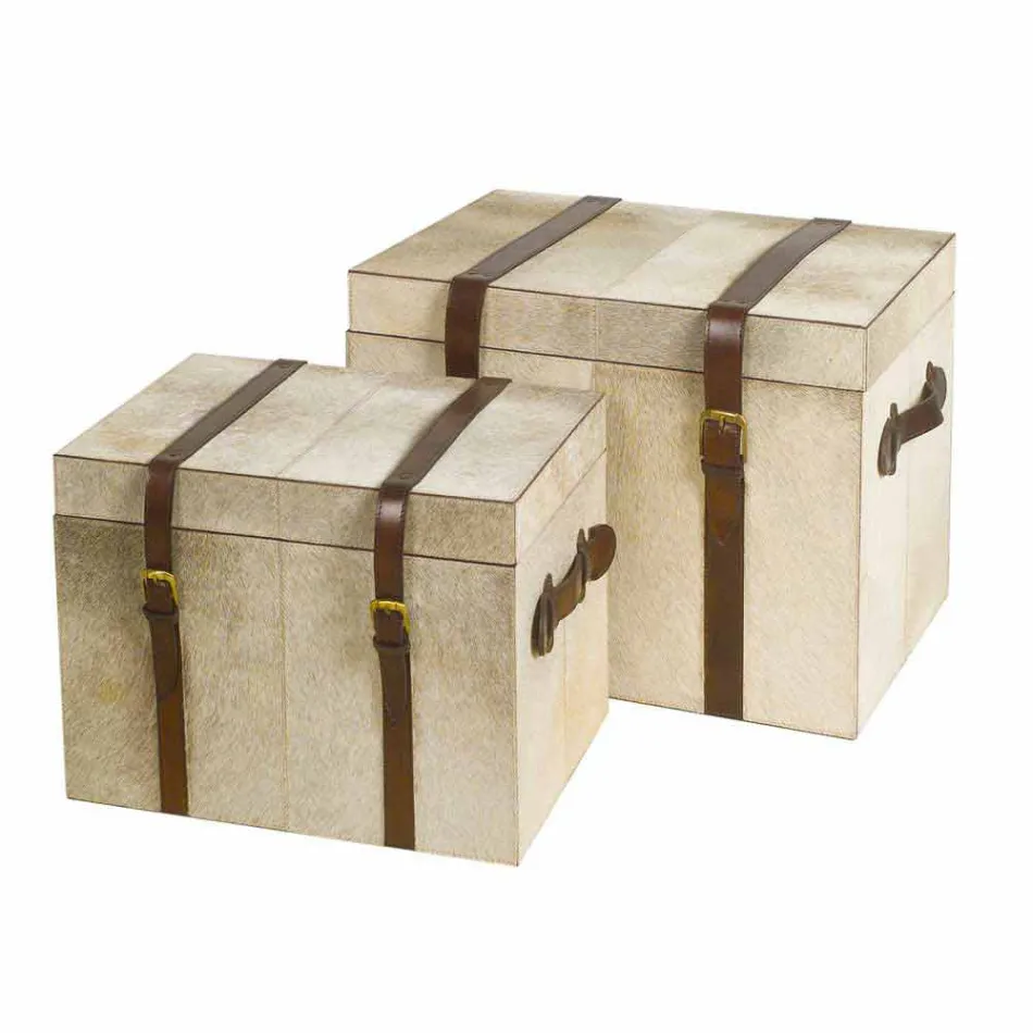 2 design i grå pony Ritini kufferter, store og små Viadurini