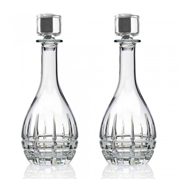 2 flasker med rund design vinstopper i dekoreret krystal - Fiucco