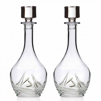 2 øko-krystalvinflasker med rundt designlåg og dekorationer - advent