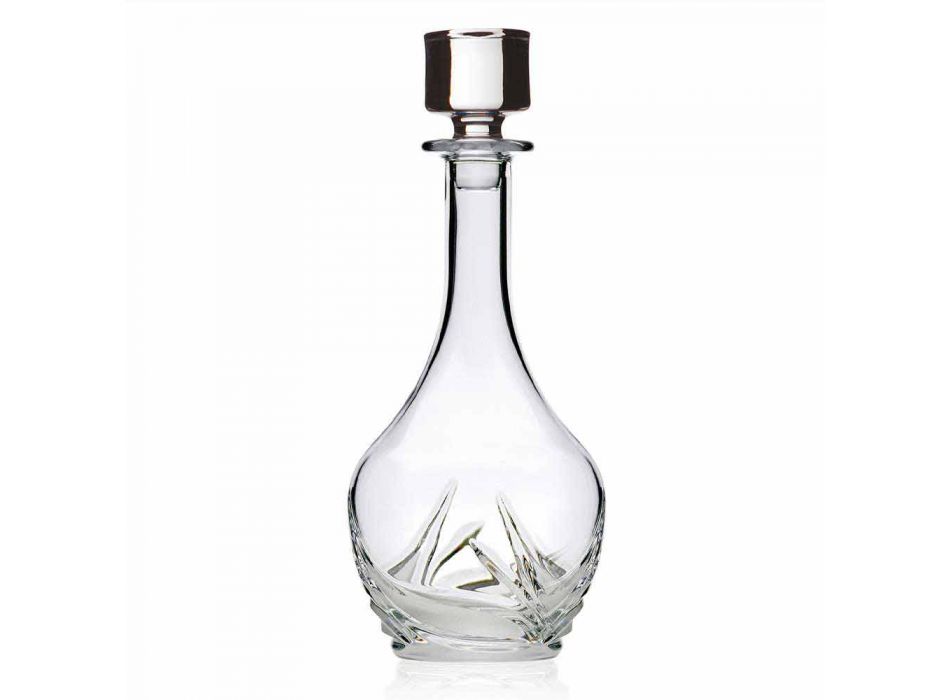 2 øko-krystalvinflasker med rundt designlåg og dekorationer - advent Viadurini