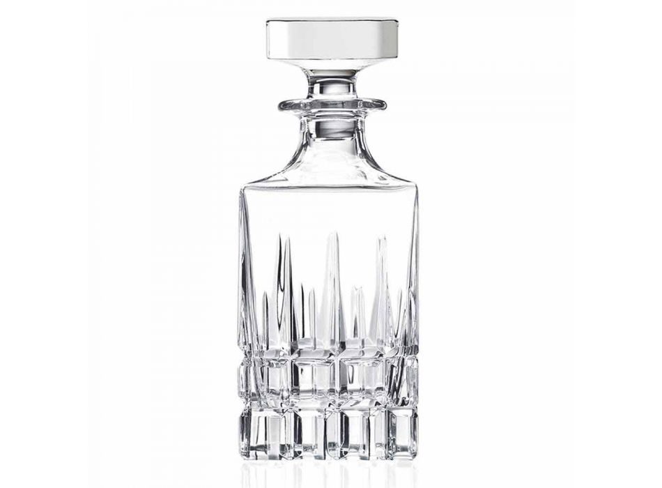 2 whiskyflasker med krystalhætte firkantet design med hætte - Fiucco