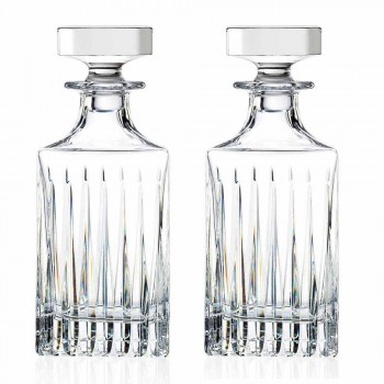 2 Crystal Whisky-flasker med manuel formaling fremstillet i Italien - Voglia