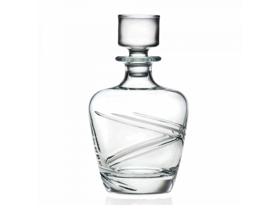 2 whiskyflasker i italiensk håndværkerøkologisk krystal - cyklon Viadurini