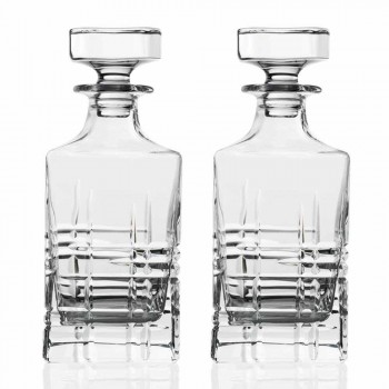 2 whiskyflasker med krystaldekoreret firkantet designhætte - arytmi
