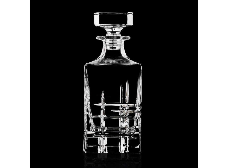 2 whiskyflasker med krystaldekoreret firkantet designhætte - arytmi Viadurini