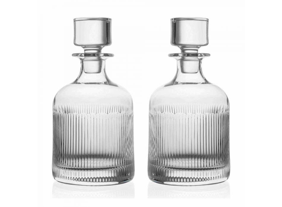 2 whiskyflasker med miljøvenlig krystalhætte Vintage Design - taktil