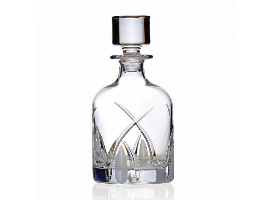 2 whiskyflasker med cylindrisk designhætte i øko-krystal - Montecristo Viadurini