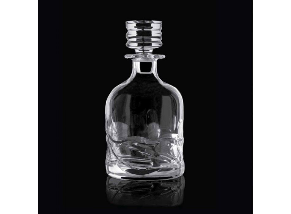 2 Eco-dekorerede Crystal Whisky-flasker og luksusdesignhætte - Titanium Viadurini