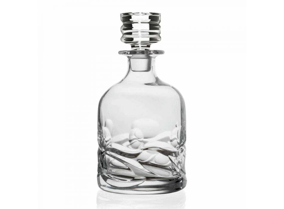2 Eco-dekorerede Crystal Whisky-flasker og luksusdesignhætte - Titanium Viadurini