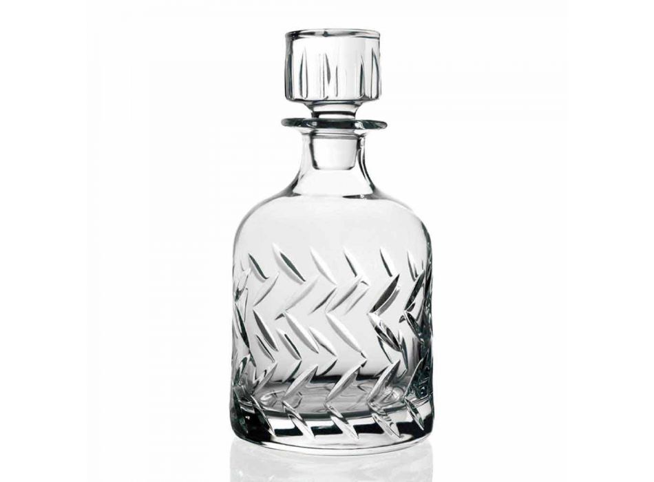 2 miljøvenlige Crystal Whisky-flasker med dekorativ hætte i vintage - arytmi Viadurini
