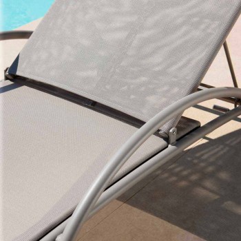 2 stabelbare udendørs chaiselonger i metal og stof fremstillet i Italien - Perlo