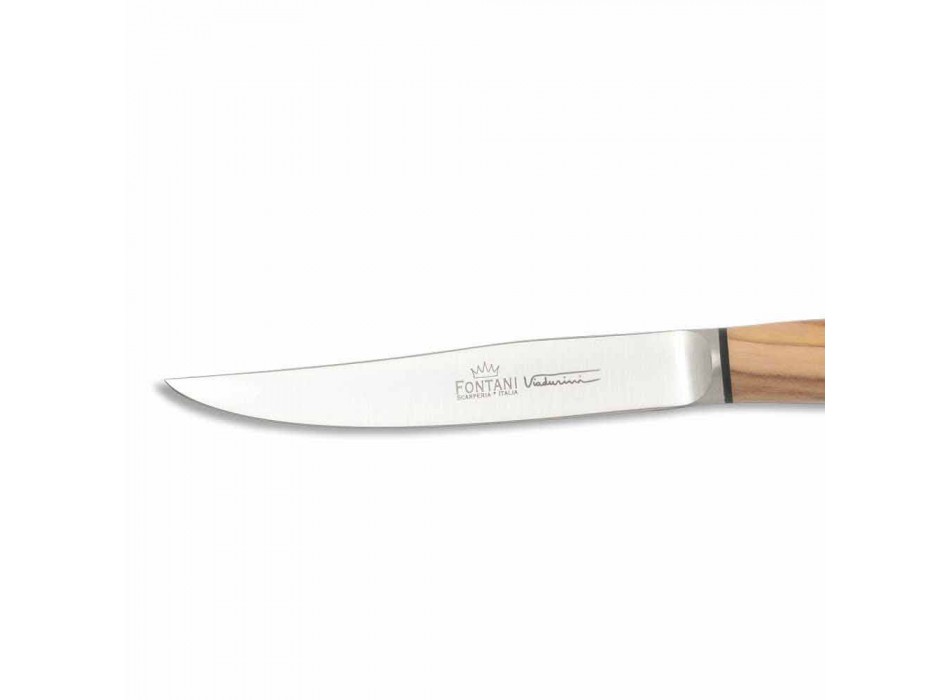 2 bøfknive med horn eller træhåndtag fremstillet i Italien - Marino Viadurini