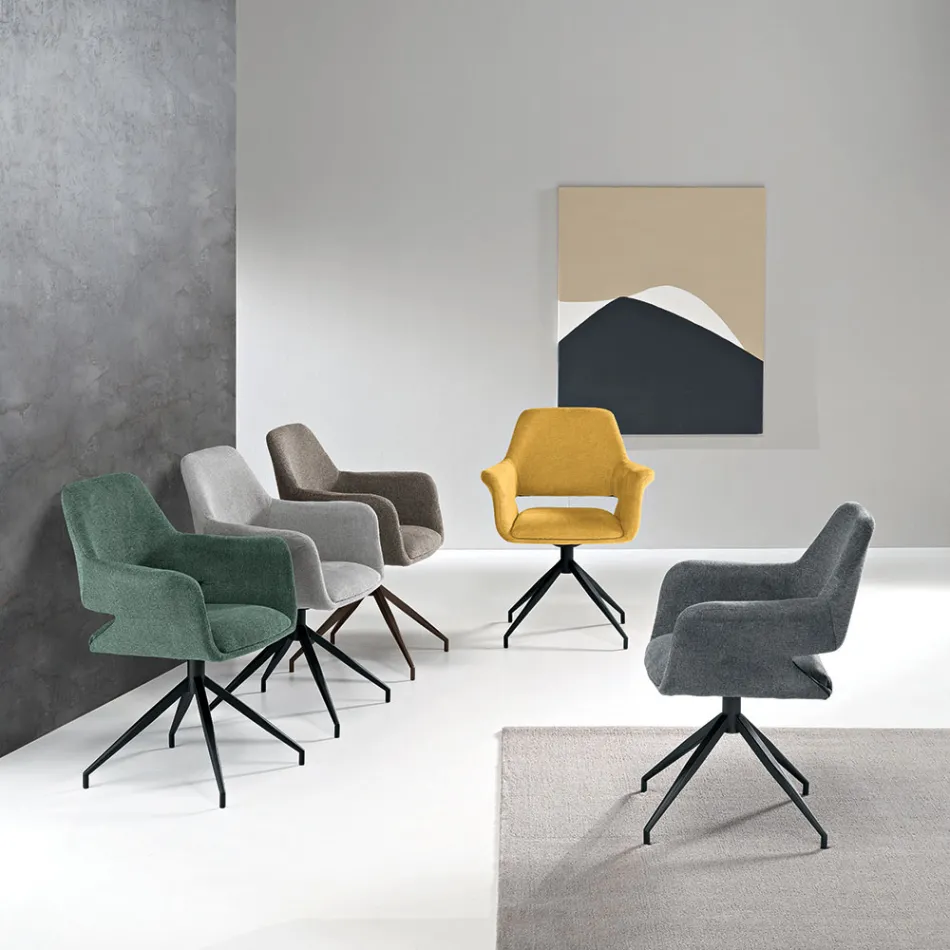 2 180° drejelige lænestole betrukket med stof og metalstel - Ivana Viadurini