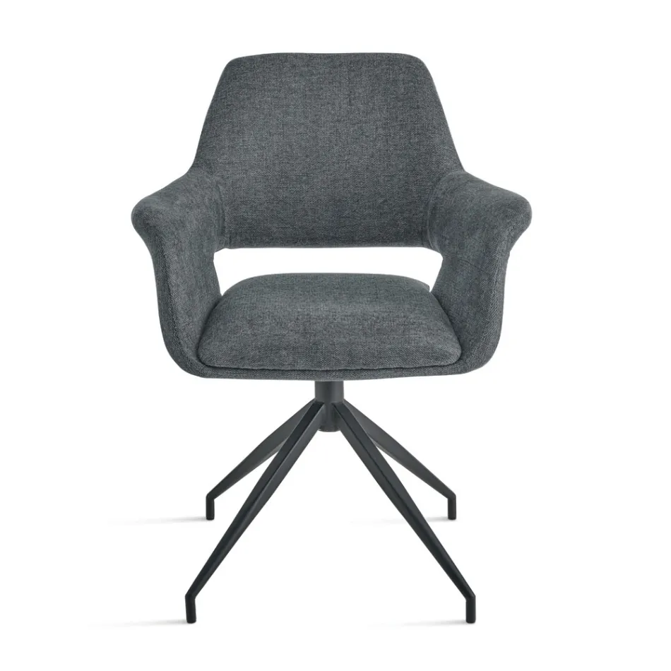 2 180° drejelige lænestole betrukket med stof og metalstel - Ivana Viadurini