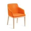 2 lænestole i orange kunstlæder og ben i ask lavet i Italien - spejl