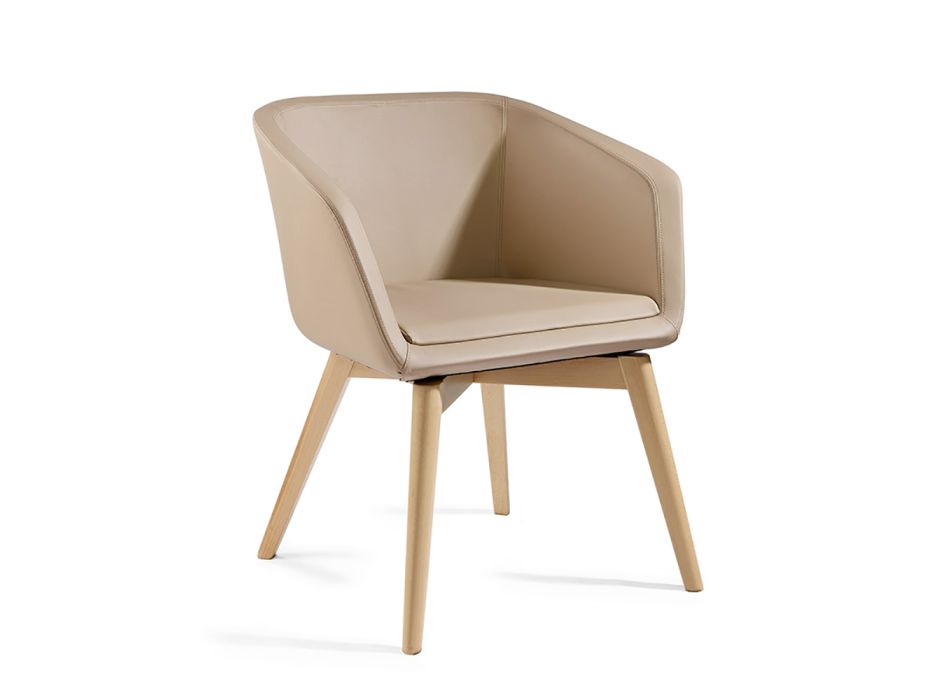 2 lænestole lavet af ægte italiensk læder og asketræ - Luna Viadurini