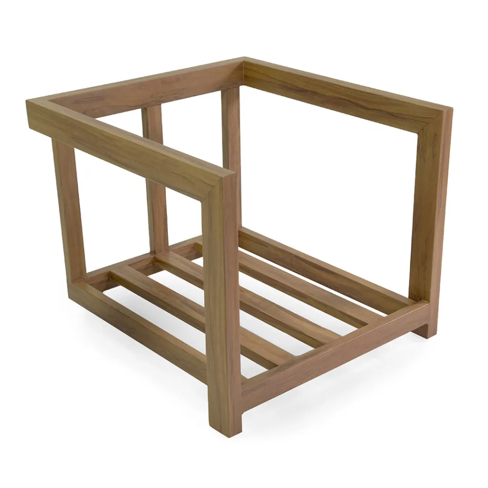 2 lænestole med aluminiumsbord med termotransfer-træeffekt - Camper Viadurini